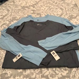 Men’s light blue and greenish/grey long sleeve t shirts both NWT athletic fit XL